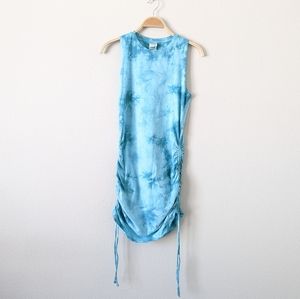 PINK Victoria's Secret Womens Ruched Side Tank Dress Size Small Tie-Dye Blue